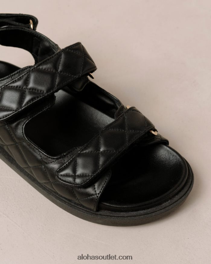 mulheres hook-loop - sandália preta de couro Alohas 4P88ZX235 preto