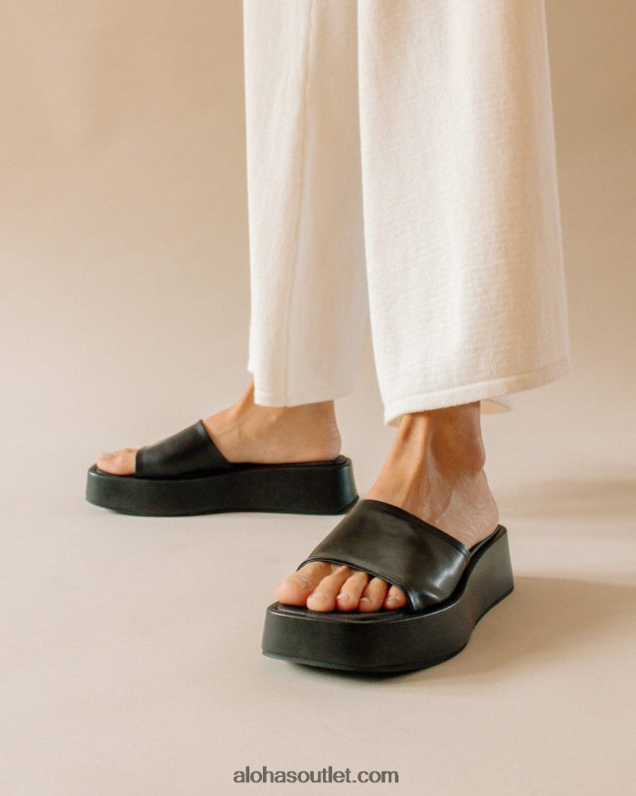 mulheres janice - sandália preta de couro vegano Alohas 4P88ZX404 preto