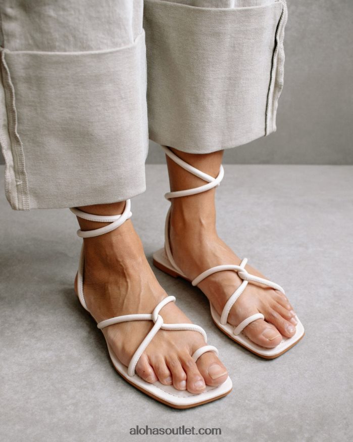 mulheres lace it up - sandália branca de couro Alohas 4P88ZX482 marfim