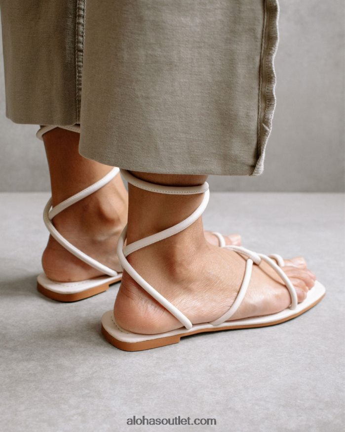 mulheres lace it up - sandália branca de couro Alohas 4P88ZX482 marfim
