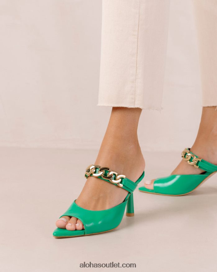 mulheres margarida brilhante - mule de couro verde Alohas 4P88ZX535 verde brilhante