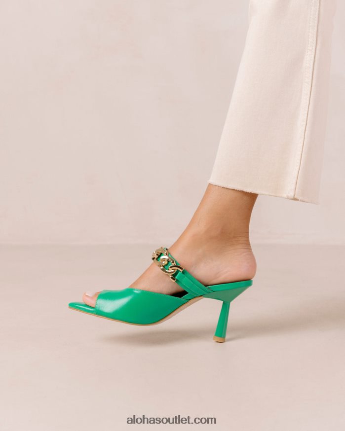 mulheres margarida brilhante - mule de couro verde Alohas 4P88ZX535 verde brilhante