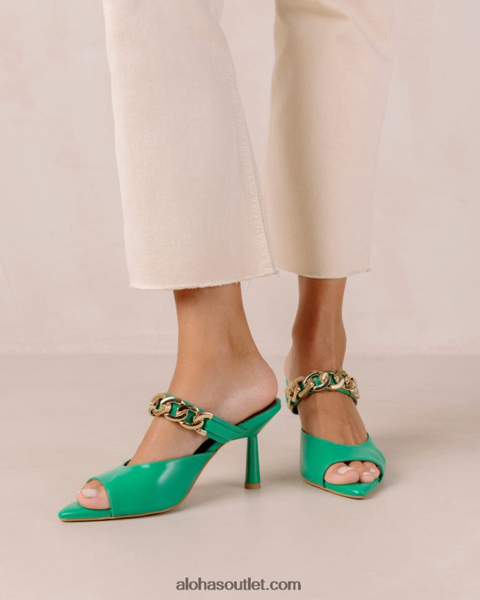 mulheres margarida brilhante - mule de couro verde Alohas 4P88ZX535 verde brilhante