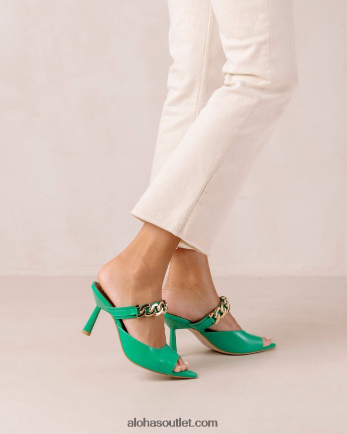 mulheres margarida brilhante - mule de couro verde Alohas 4P88ZX535 verde brilhante