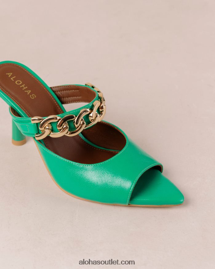 mulheres margarida brilhante - mule de couro verde Alohas 4P88ZX535 verde brilhante