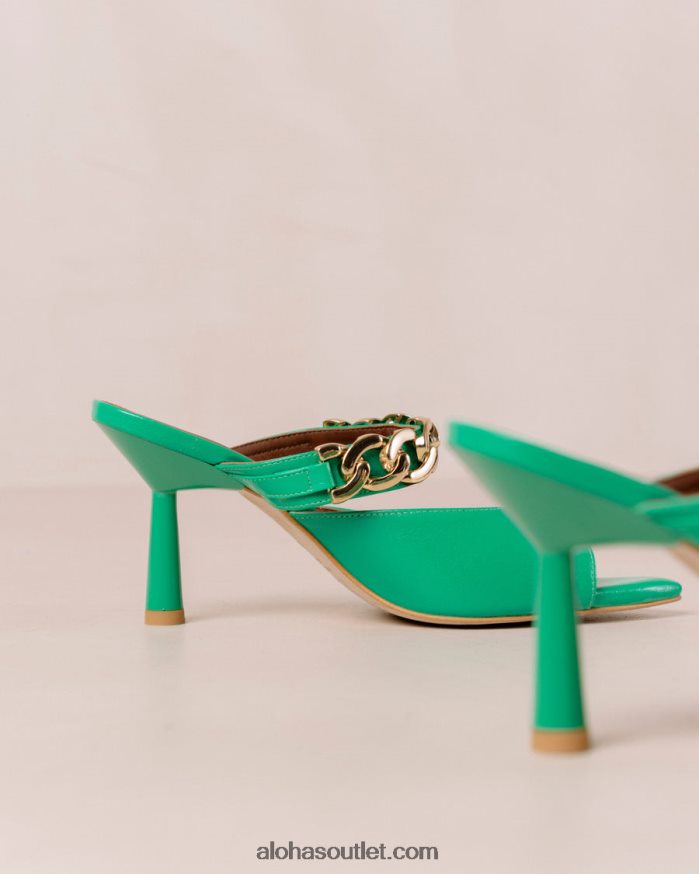 mulheres margarida brilhante - mule de couro verde Alohas 4P88ZX535 verde brilhante