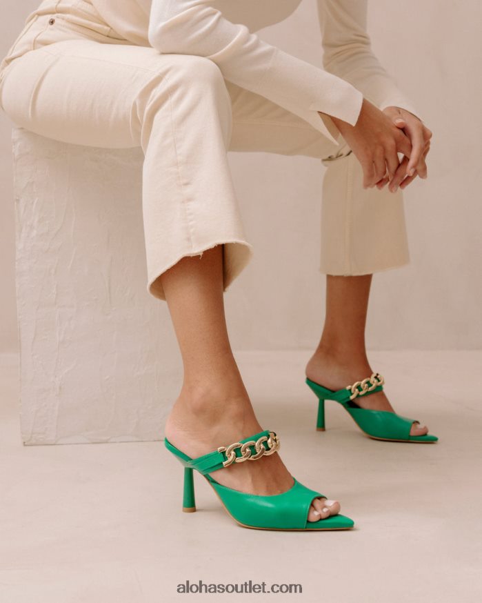 mulheres margarida brilhante - mule de couro verde Alohas 4P88ZX535 verde brilhante