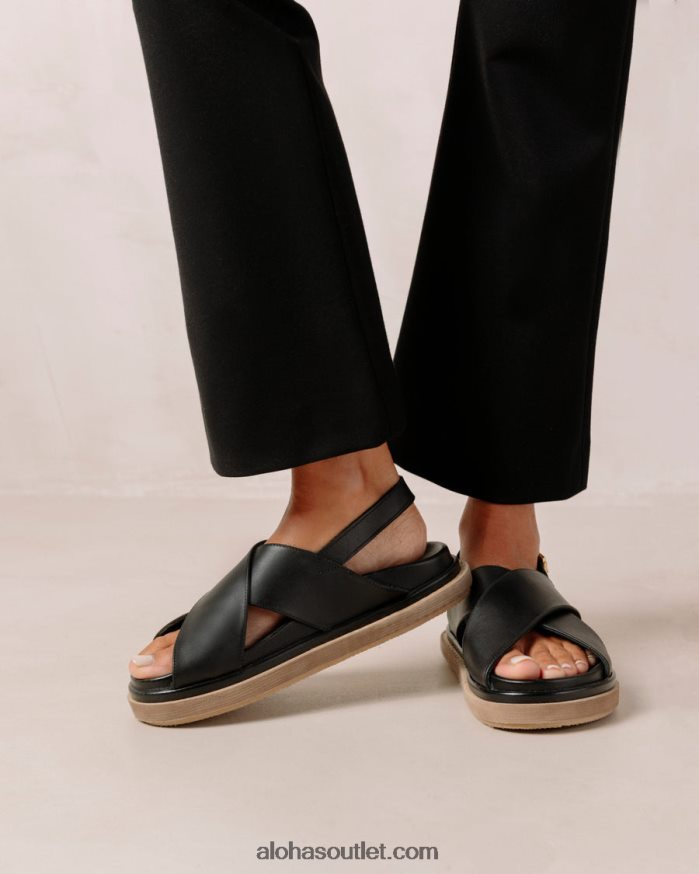 mulheres marshmallow - sandália preta de couro Alohas 4P88ZX119 preto