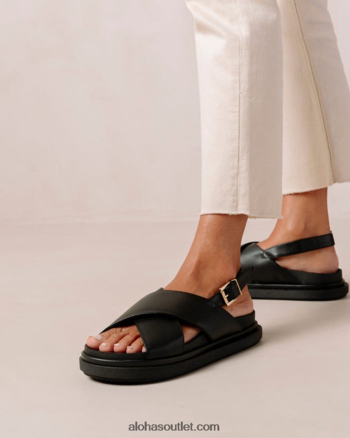 mulheres marshmallow - sandália preta de couro vegano Alohas 4P88ZX120 preto