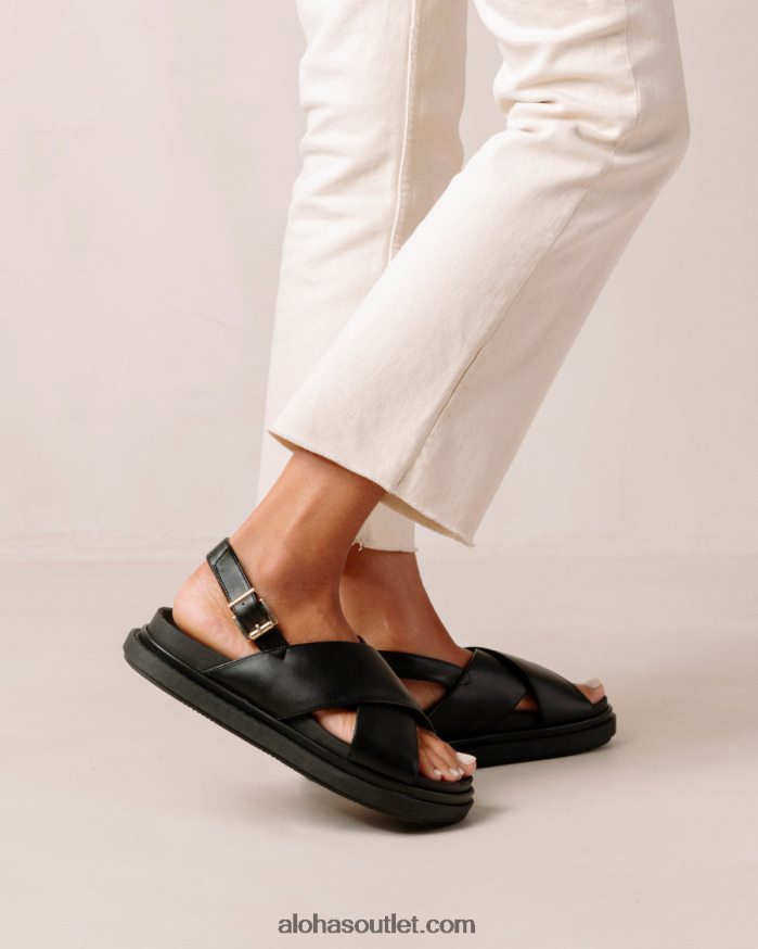 mulheres marshmallow - sandália preta de couro vegano Alohas 4P88ZX120 preto
