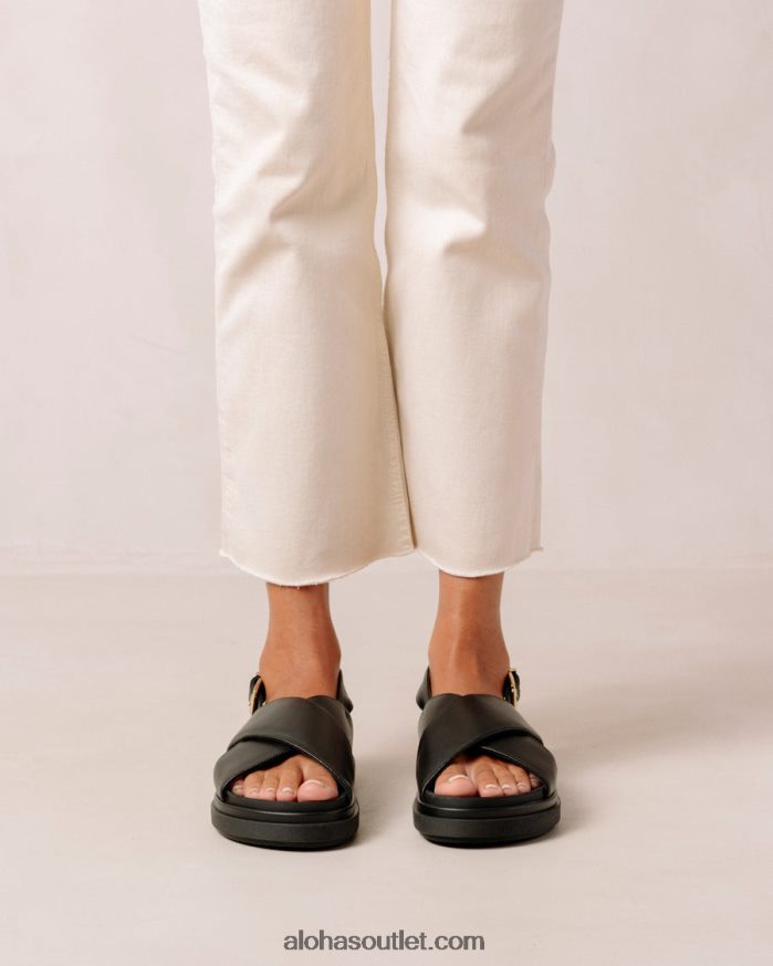 mulheres marshmallow - sandália preta de couro vegano Alohas 4P88ZX120 preto