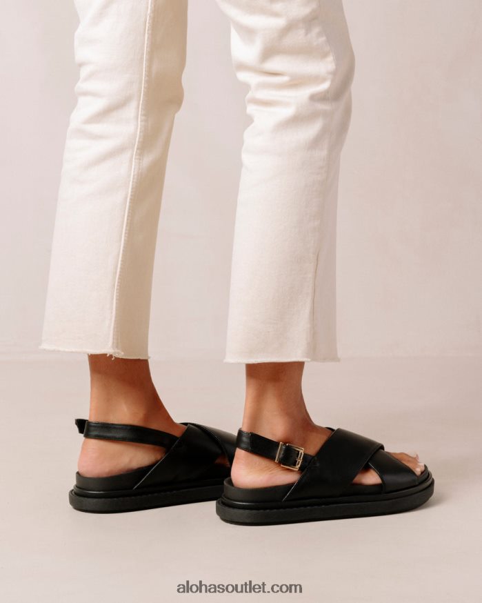 mulheres marshmallow - sandália preta de couro vegano Alohas 4P88ZX120 preto
