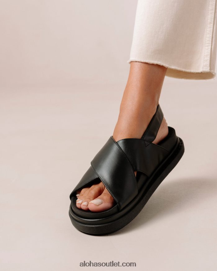 mulheres marshmallow - sandália preta de couro vegano Alohas 4P88ZX120 preto