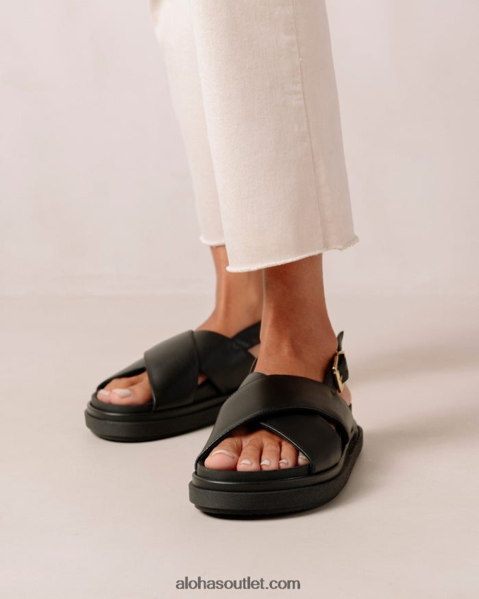 mulheres marshmallow - sandália preta de couro vegano Alohas 4P88ZX120 preto
