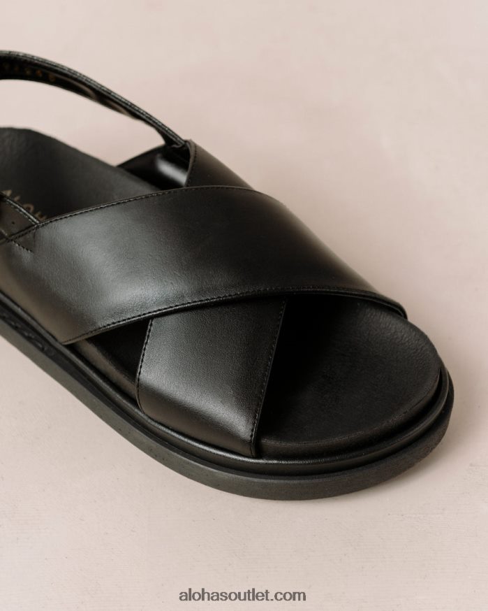 mulheres marshmallow - sandália preta de couro vegano Alohas 4P88ZX120 preto