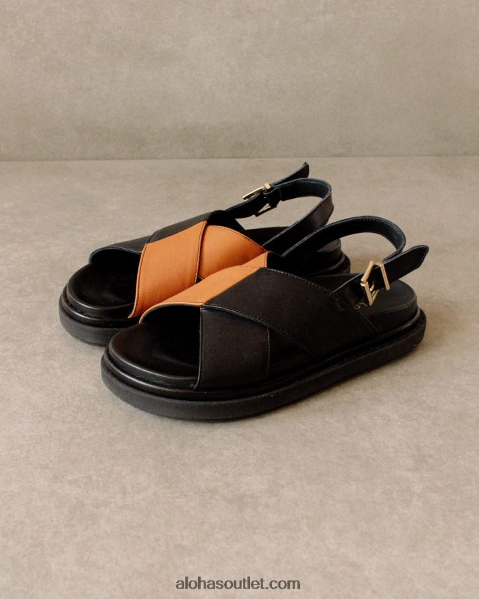 mulheres marshmallow - sandália preta e marrom com tiras cruzadas Alohas 4P88ZX125 bicolor preto bronzeado