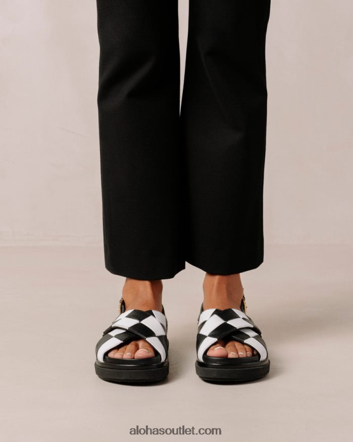 mulheres marshmallow scacchi - sandália de couro preto e branco Alohas 4P88ZX115 escachis preto branco