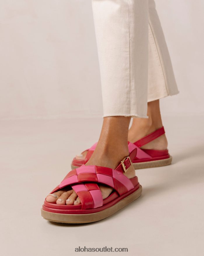 mulheres marshmallow scacchi - sandália de couro vermelho e rosa Alohas 4P88ZX121 batom scacchi vermelho magenta