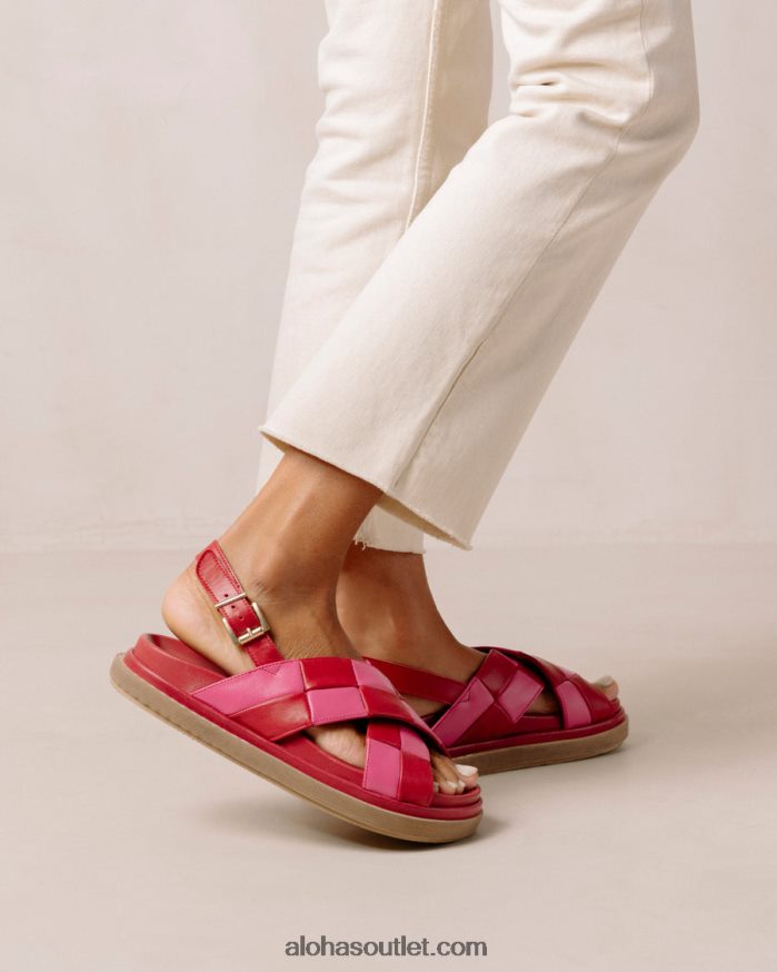 mulheres marshmallow scacchi - sandália de couro vermelho e rosa Alohas 4P88ZX121 batom scacchi vermelho magenta