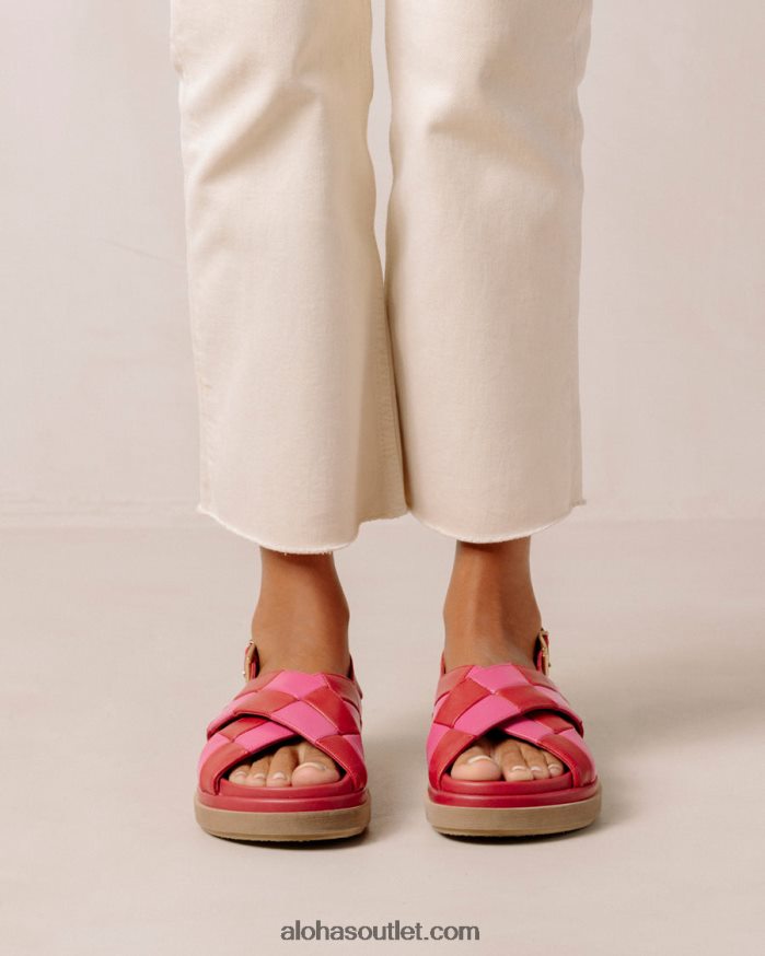 mulheres marshmallow scacchi - sandália de couro vermelho e rosa Alohas 4P88ZX121 batom scacchi vermelho magenta