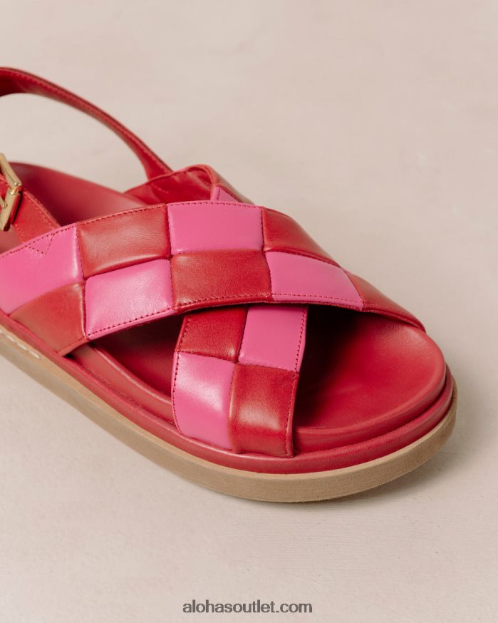 mulheres marshmallow scacchi - sandália de couro vermelho e rosa Alohas 4P88ZX121 batom scacchi vermelho magenta