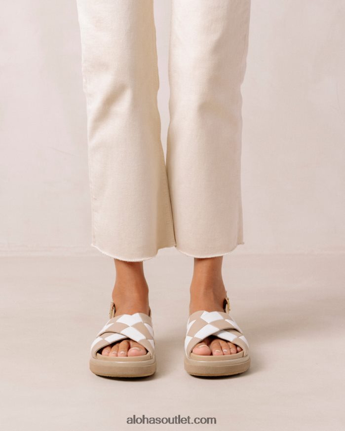 mulheres marshmallow scacchi - sandálias de couro branco e bege Alohas 4P88ZX127 pedra scacchi bege marfim