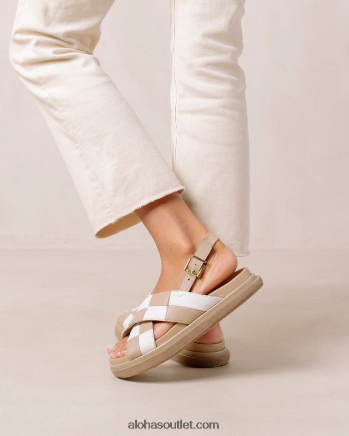 mulheres marshmallow scacchi - sandálias de couro branco e bege Alohas 4P88ZX127 pedra scacchi bege marfim