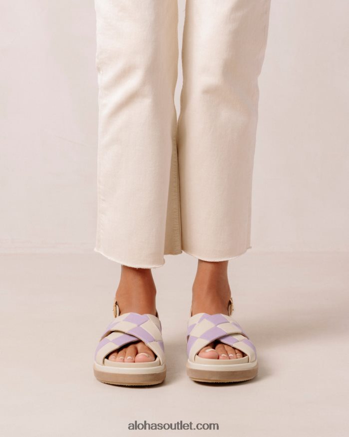 mulheres marshmallow scacchi - sandálias de couro branco e roxo Alohas 4P88ZX122 escachi marfim lilás