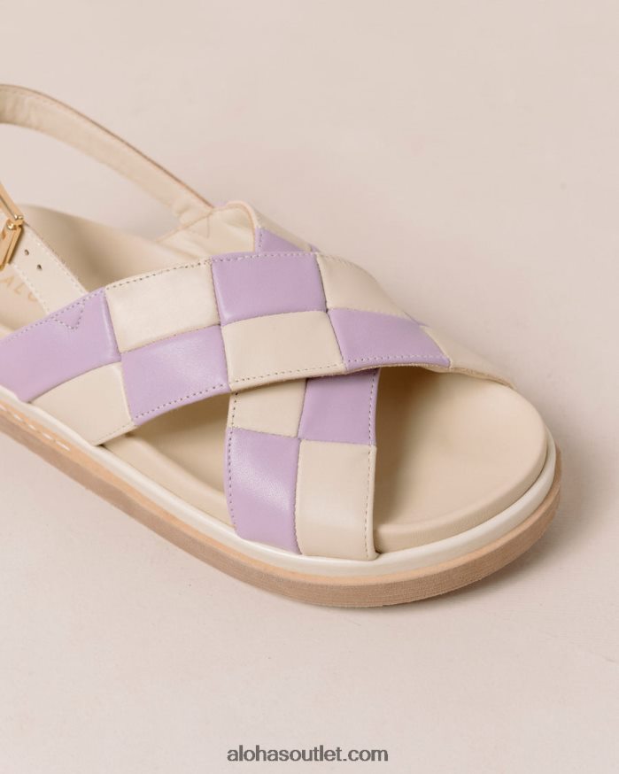 mulheres marshmallow scacchi - sandálias de couro branco e roxo Alohas 4P88ZX122 escachi marfim lilás