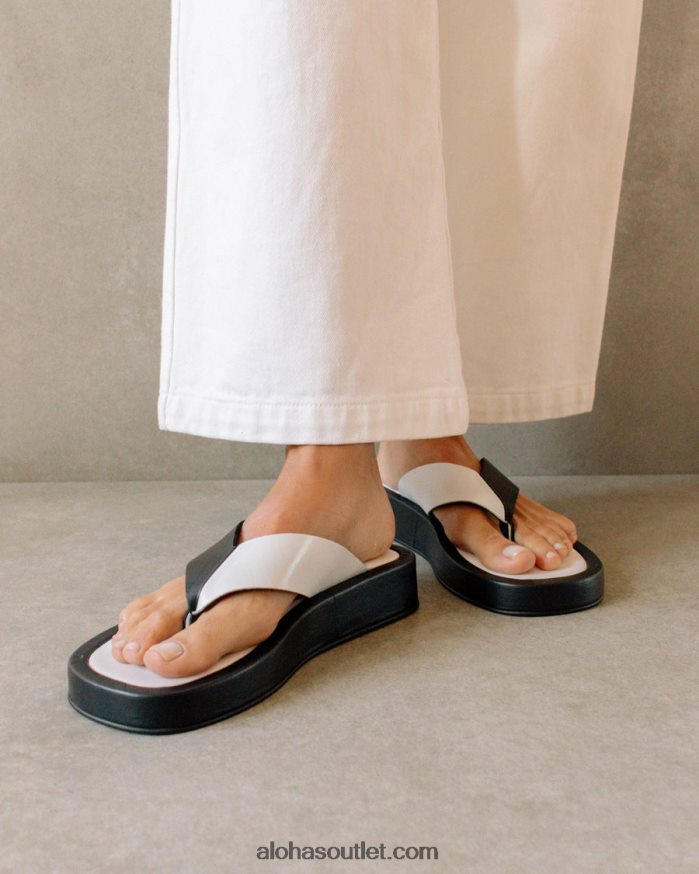 mulheres nublado - sandálias de couro preto e branco Alohas 4P88ZX449 bicolor preto branco brilhante