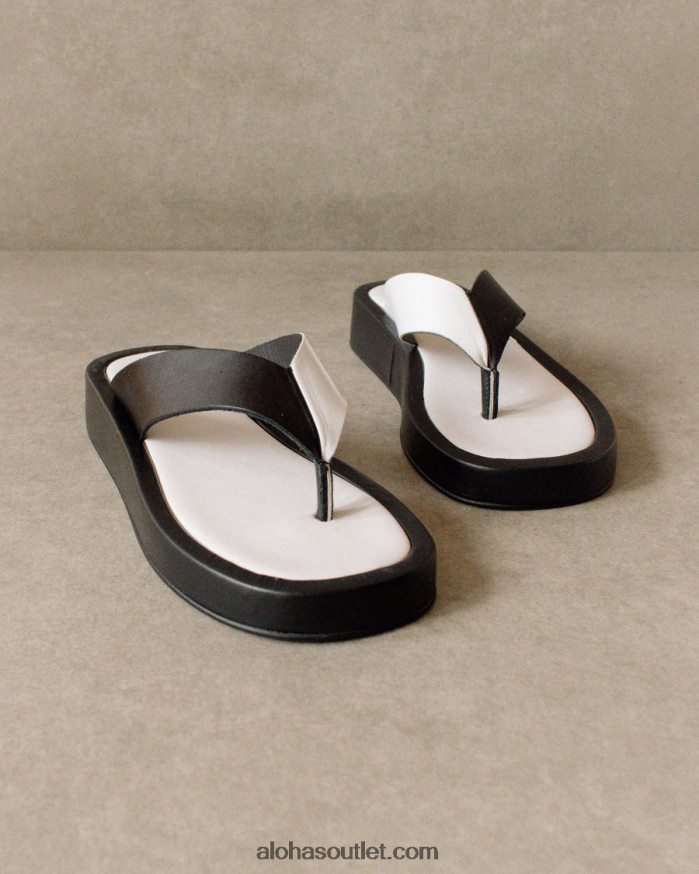 mulheres nublado - sandálias de couro preto e branco Alohas 4P88ZX449 bicolor preto branco brilhante