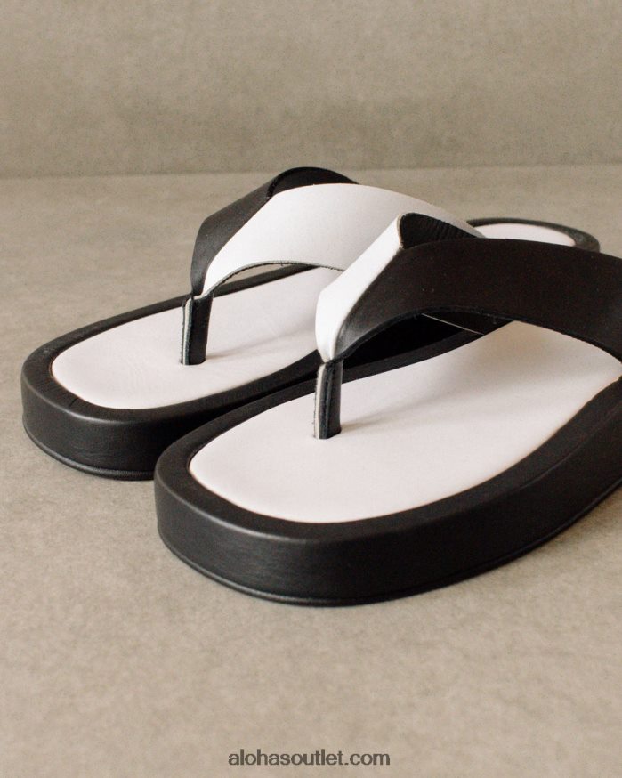 mulheres nublado - sandálias de couro preto e branco Alohas 4P88ZX449 bicolor preto branco brilhante