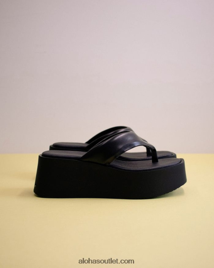 mulheres pancake - sandália preta de couro vegano Alohas 4P88ZX260 preto