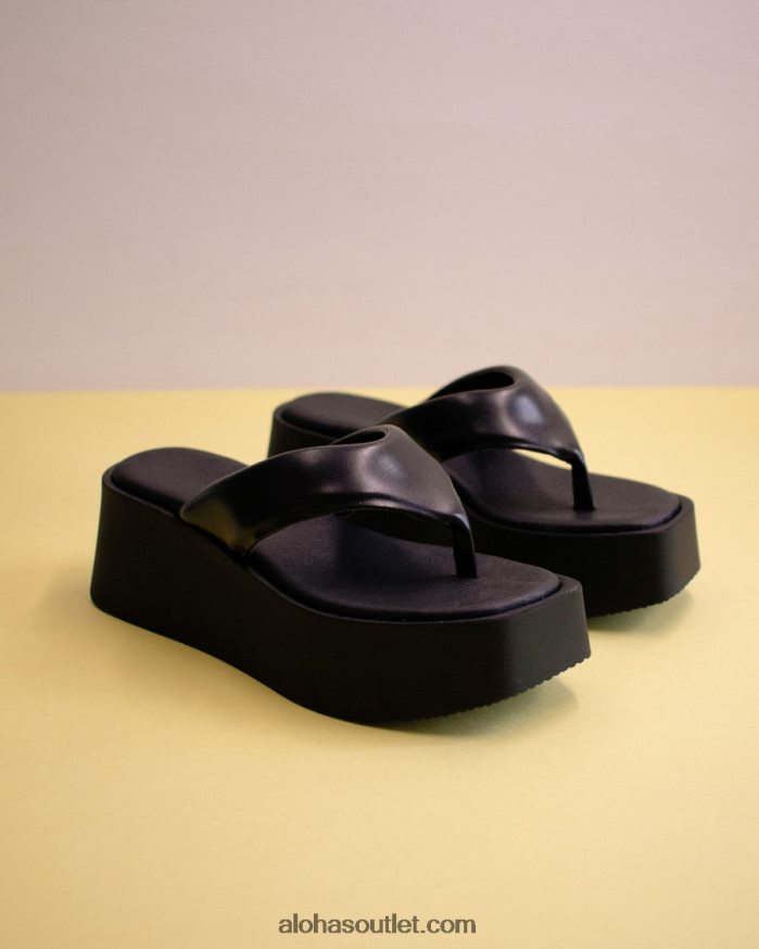 mulheres pancake - sandália preta de couro vegano Alohas 4P88ZX260 preto