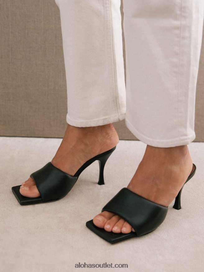 mulheres puffy - mule de couro preta Alohas 4P88ZX558 preto
