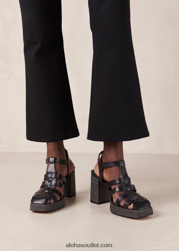 mulheres rollers - sandália preta de couro vegano Alohas 4P88ZX171 preto