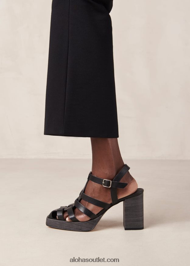 mulheres rollers - sandália preta de couro vegano Alohas 4P88ZX171 preto