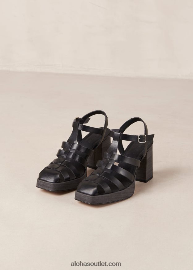 mulheres rollers - sandália preta de couro vegano Alohas 4P88ZX171 preto