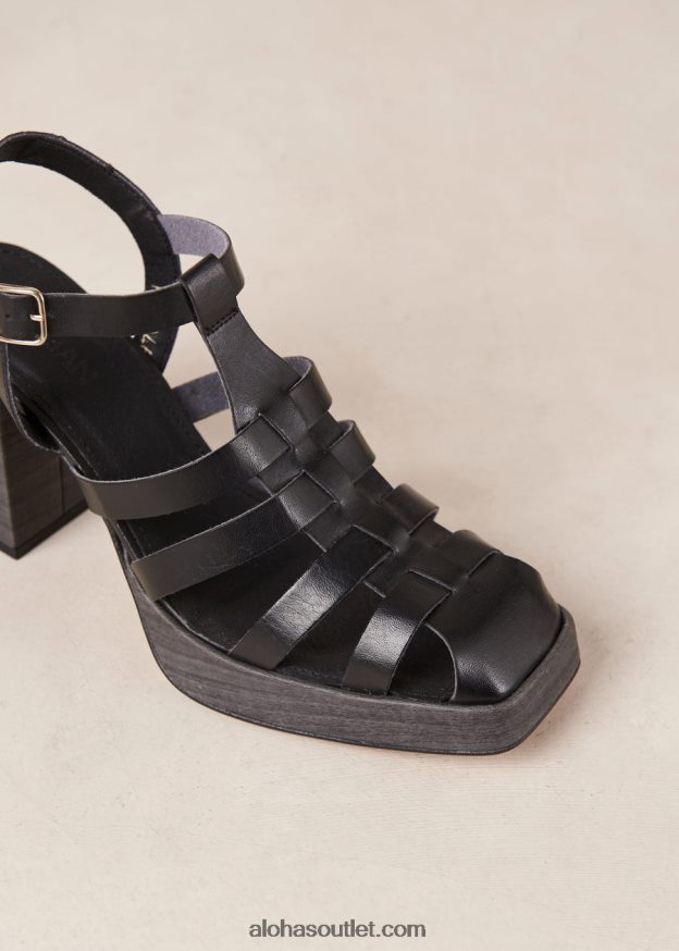 mulheres rollers - sandália preta de couro vegano Alohas 4P88ZX171 preto