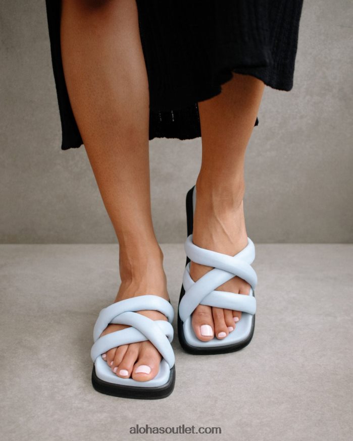 mulheres slip on cross - sandálias de couro azul Alohas 4P88ZX218 bebê azul