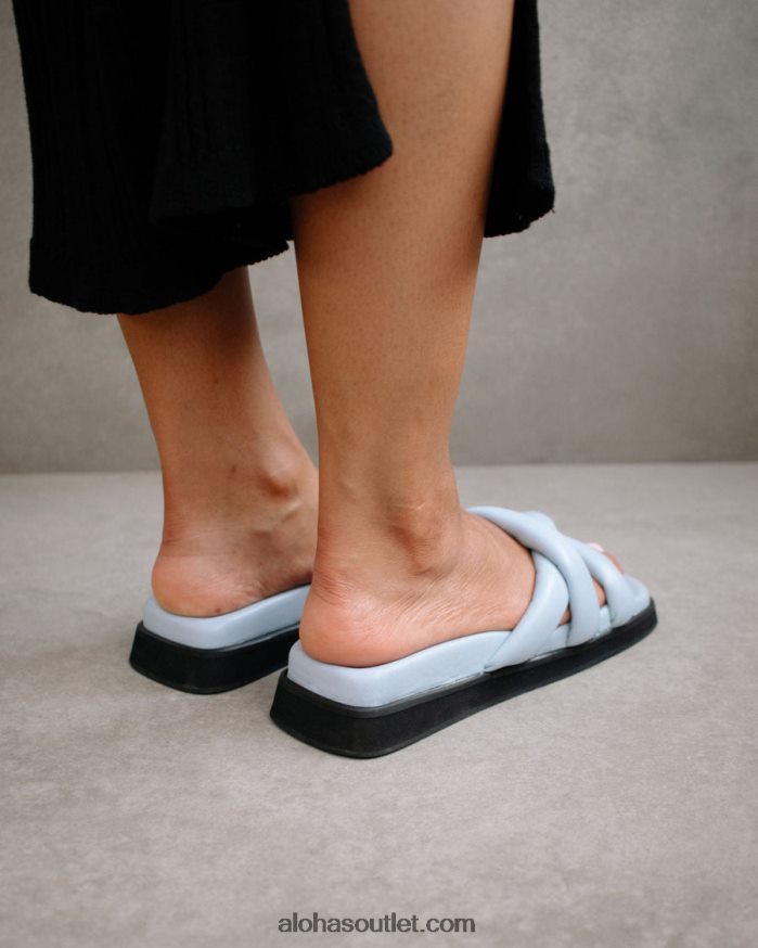 mulheres slip on cross - sandálias de couro azul Alohas 4P88ZX218 bebê azul