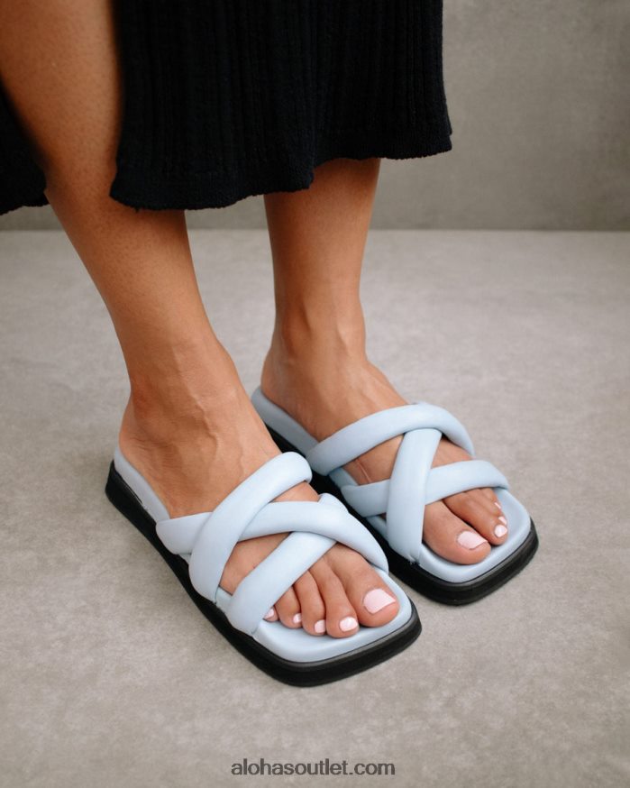 mulheres slip on cross - sandálias de couro azul Alohas 4P88ZX218 bebê azul