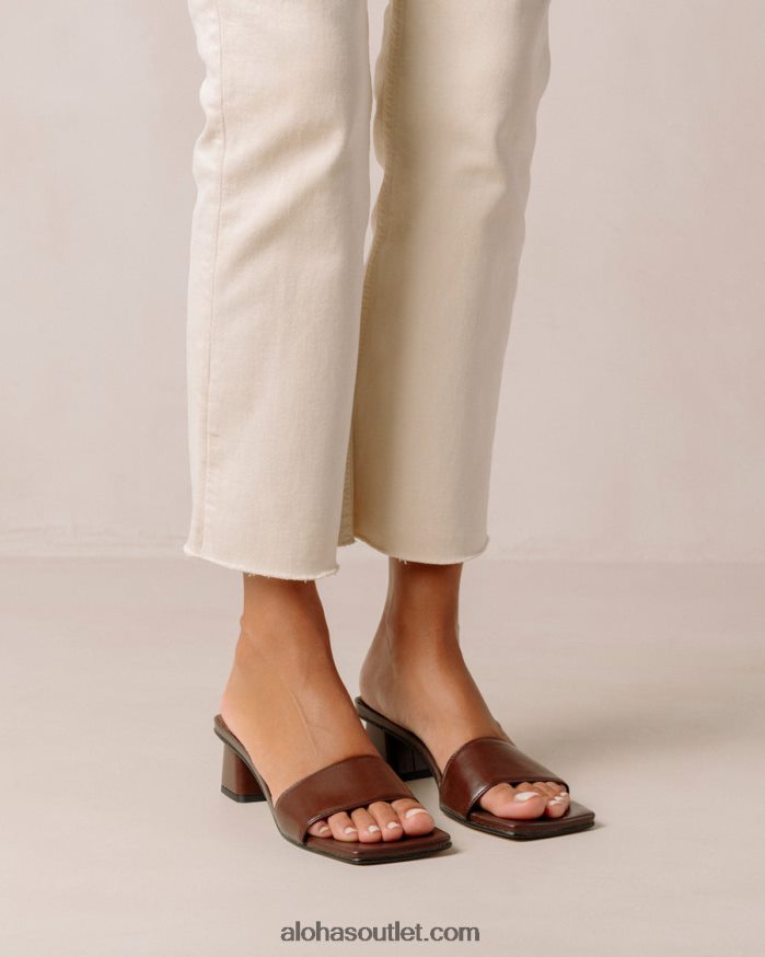 mulheres squared - sandália marrom escuro de couro vegano Alohas 4P88ZX364 marrom escuro