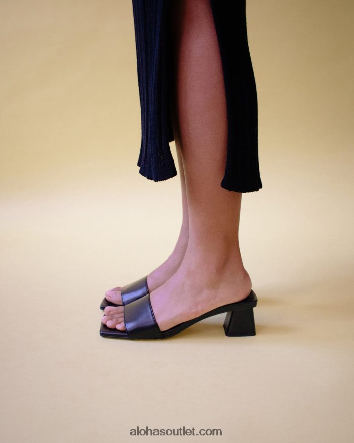 mulheres squared - sandália preta de couro vegano Alohas 4P88ZX365 preto