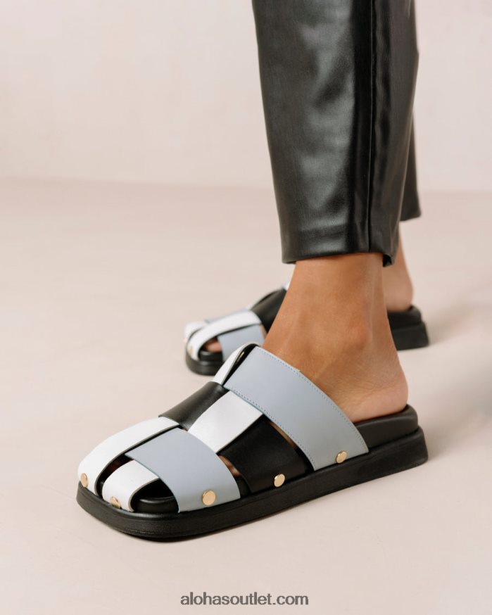 mulheres stuart - mule de couro multicolor azul Alohas 4P88ZX533 scacchi preto azul bebê branco brilhante
