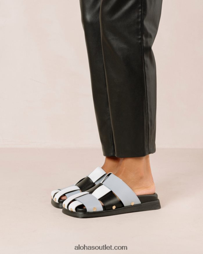 mulheres stuart - mule de couro multicolor azul Alohas 4P88ZX533 scacchi preto azul bebê branco brilhante