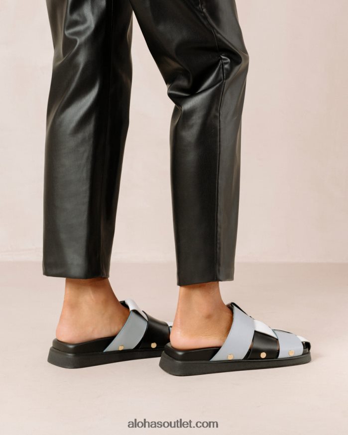 mulheres stuart - mule de couro multicolor azul Alohas 4P88ZX533 scacchi preto azul bebê branco brilhante