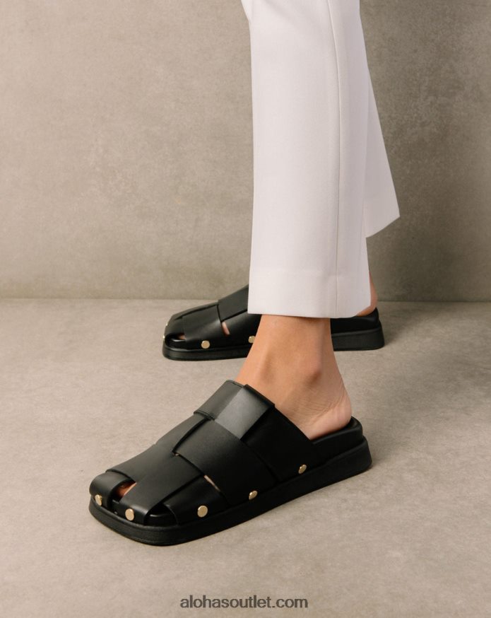 mulheres stuart - mule de couro preto Alohas 4P88ZX529 preto