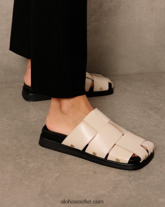 mulheres stuart - mules de couro branco Alohas 4P88ZX530 marfim