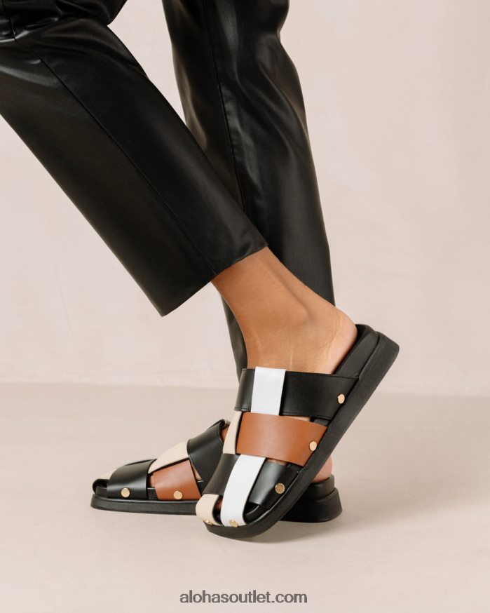 mulheres stuart - mules de couro multicoloridas Alohas 4P88ZX532 scacchi preto bronzeado marfim branco brilhante